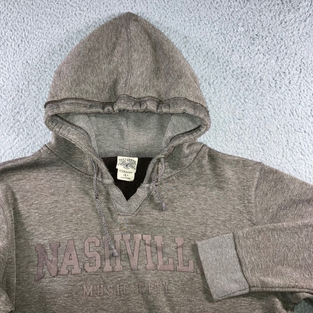 Salt Creek Nashville Music City Graphic Hoodie Mens L Brown Gorpcore Thrashed